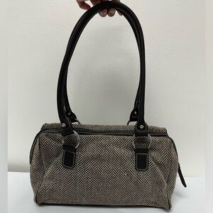 Vintage CHAPS Leather and Fabric Handbag Purse